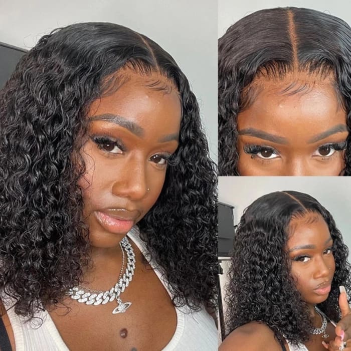 Brazilian Short Curly Bob Lace Front Human Hair Wigs PrePluck With Baby Hair Deep Wave Frontal Wig For Women Water Wave Lace Wig Hair