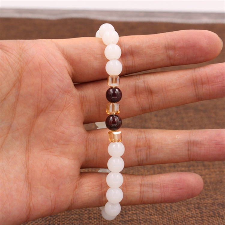 Top Natural White Chalcedony Garnet Bracelets & Bangle For Women Jewelry Buddha Elastic Yoga Stone Bead Bracelet DropShipping