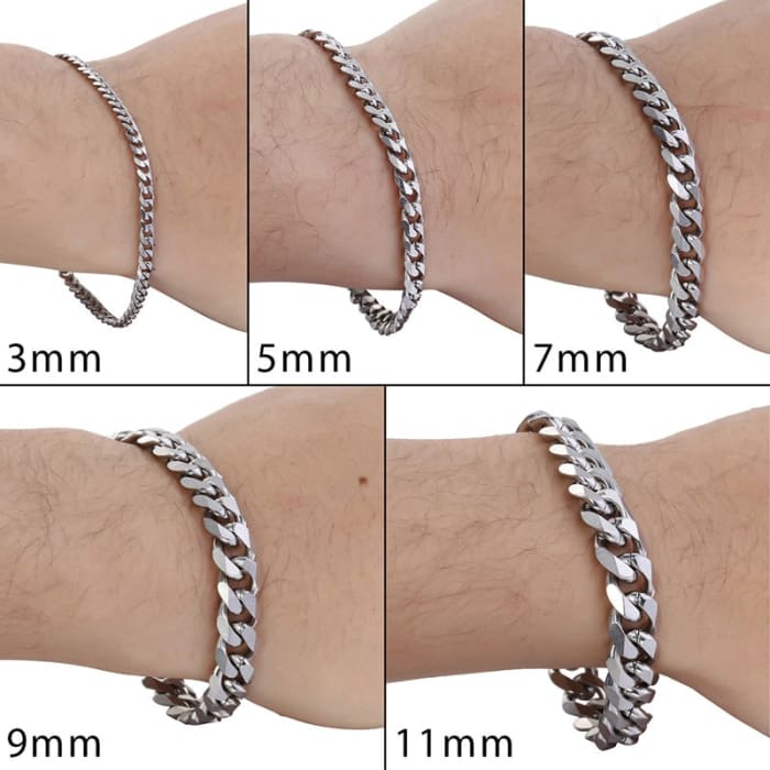 3-11mm Men’s Bracelets Stainless Steel Curb Cuban Link Chain Black Gold Color Silver Color Bracelet For Women Jewelry KBM03 Bracelet