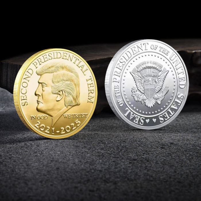 1PCS Gold Sliver US Donald Trump Commemorative Coin Second Presidential Term 2021-2025 IN GOD WE TRUST Coin GenZproduct