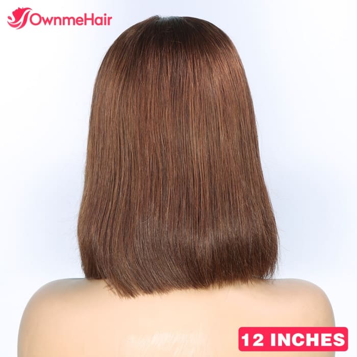 Chocolate Brown Transparent Lace Frontal Wig 13x5x2 T Part Lace Brazilian Hair Wigs For Women Lace Wig Pre Plucked Short Bob Wig wig