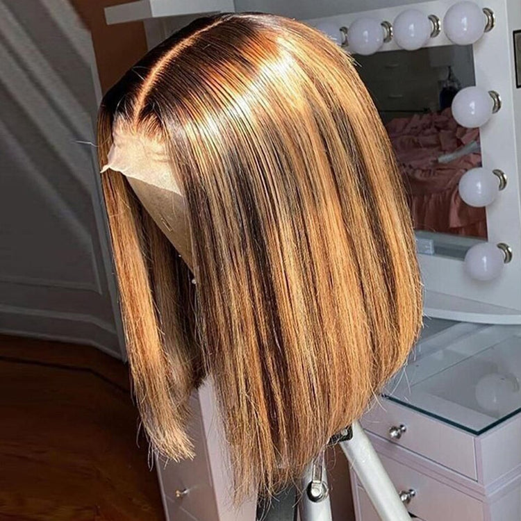 Highlight Wig Human Hair Bob Wig Straight Lace Front Wig Human Hair Brazilian Short Bob Human Hair Wigs On Sale Clearance