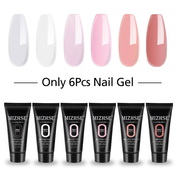 MIHZSE Thermal Poly Extend UV Nail Gel Varnish Builder UV poly nail gelSet 6w LED Lamp Gel Polish Lacquer Plus Base And Top Coat