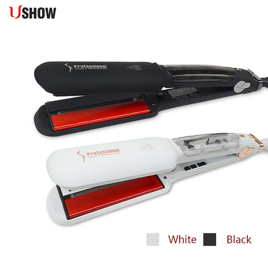 USHOW Infrared Steam Hair Straightener Professional Ceramic Ionic Straightening Iron Vapor Plate Flat Irons