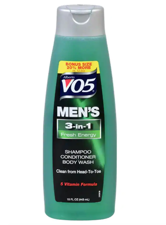 Alberto VO5 Men's 3-in-1 Fresh Energy Shampoo, Conditioner, & Body Wash, 15 oz.