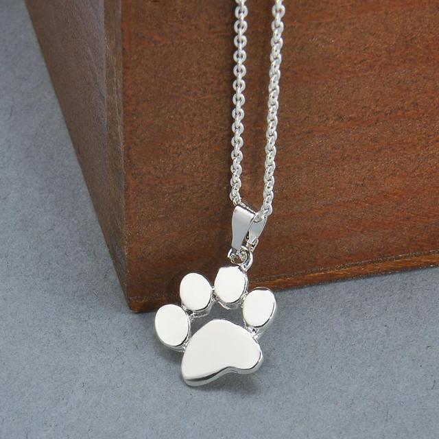 Fashion Cute Pet Dog Paw Print Chain Pendant & Necklace