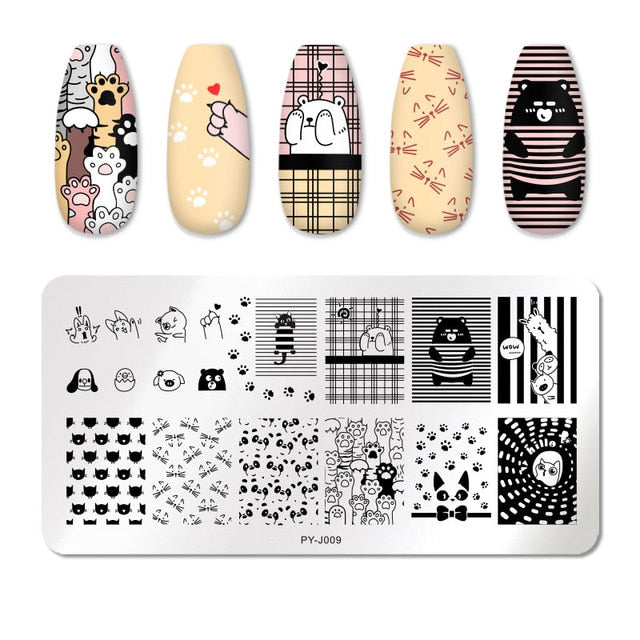 Geometry Nail Stamping Plates Lines animals Fruits Template Plate Mold Nail Art Stencil Tools