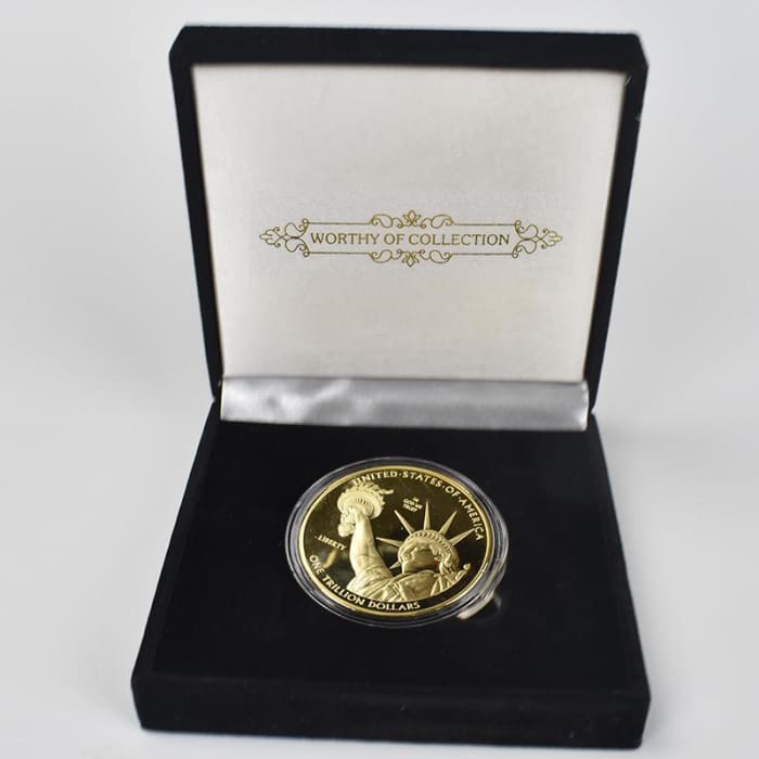 1 Trillion Dollar Gold Coins bit coin gold bitcoin Litecoin Eth XRP doge coin Cardano IOTA FIL shiba Cryptocurrency coin gold gift box Coin