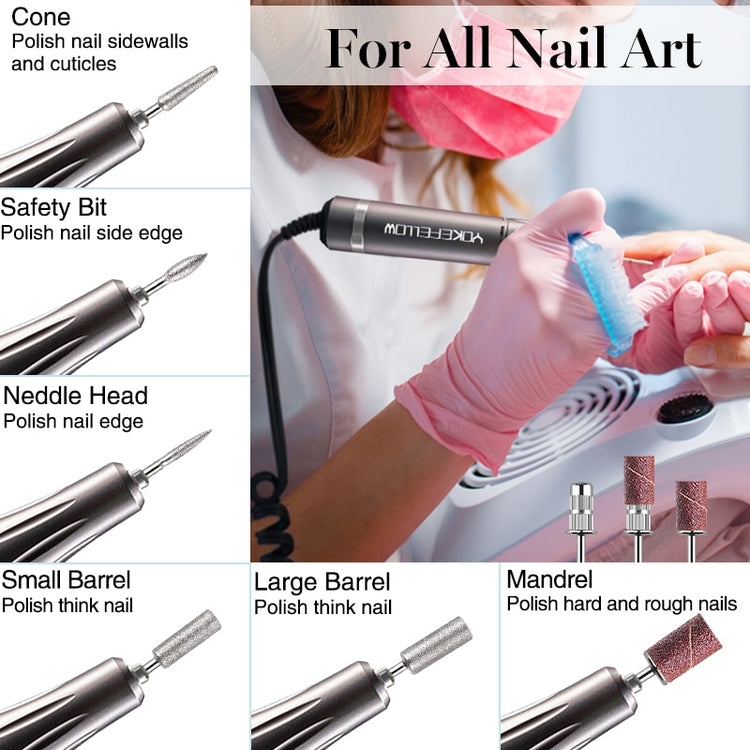 Nail Drill Machine 35000 RPM Rechargeable Nail Gel Polisher for Manicure Machine Electric Nail Drill With Full LCD Display