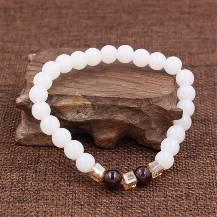 Top Natural White Chalcedony Garnet Bracelets & Bangle For Women Jewelry Buddha Elastic Yoga Stone Bead Bracelet DropShipping