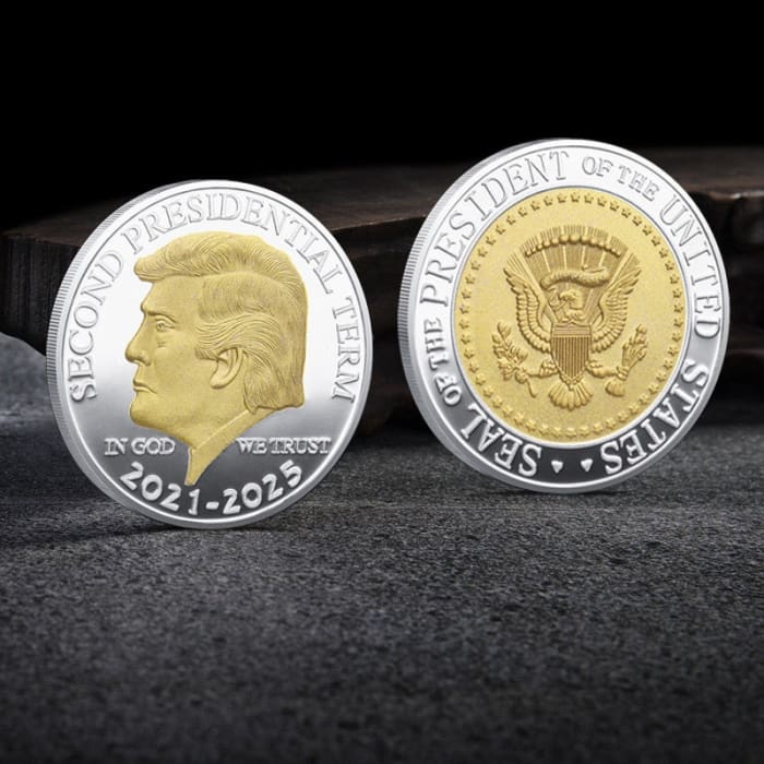 1PCS Gold Sliver US Donald Trump Commemorative Coin Second Presidential Term 2021-2025 IN GOD WE TRUST G / China Coin GenZproduct