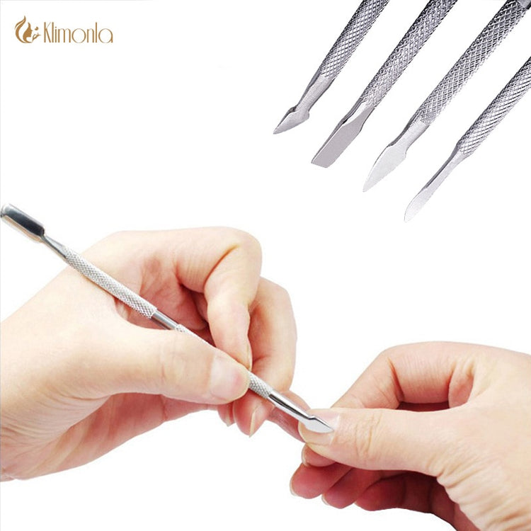 4pcs/lot Cuticle Pusher Steel Cuticle Remover Metal Double Sided nagelriem pusher set Nail Care Tools Dead Skin quita cuticula