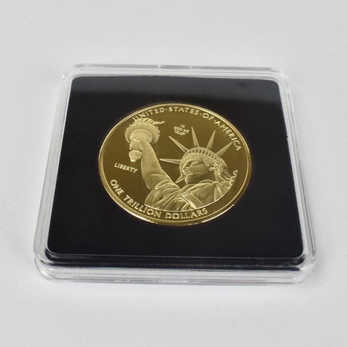 1 Trillion Dollar Gold Coins bit coin gold bitcoin Litecoin Eth XRP doge coin Cardano IOTA FIL shiba Cryptocurrency coin gold with case Coin