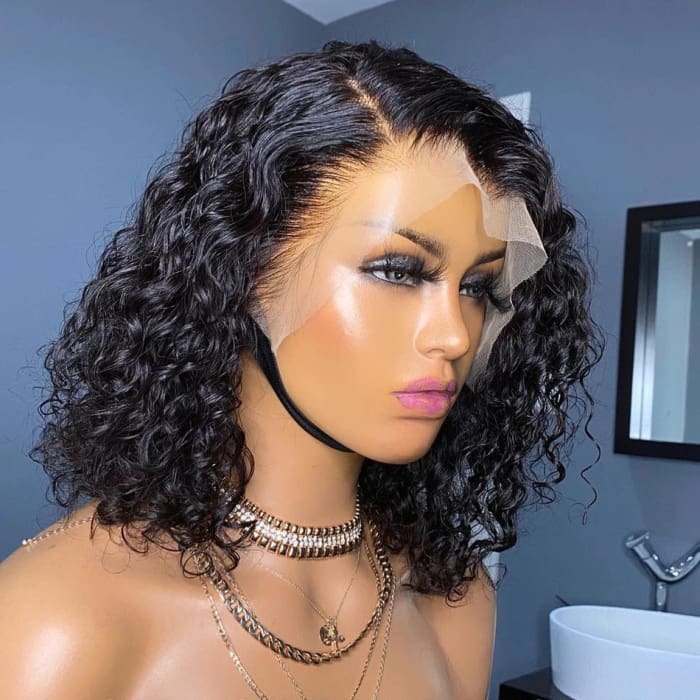 Brazilian Short Curly Bob Lace Front Human Hair Wigs PrePluck With Baby Hair Deep Wave Frontal Wig For Women Water Wave Lace Wig Hair