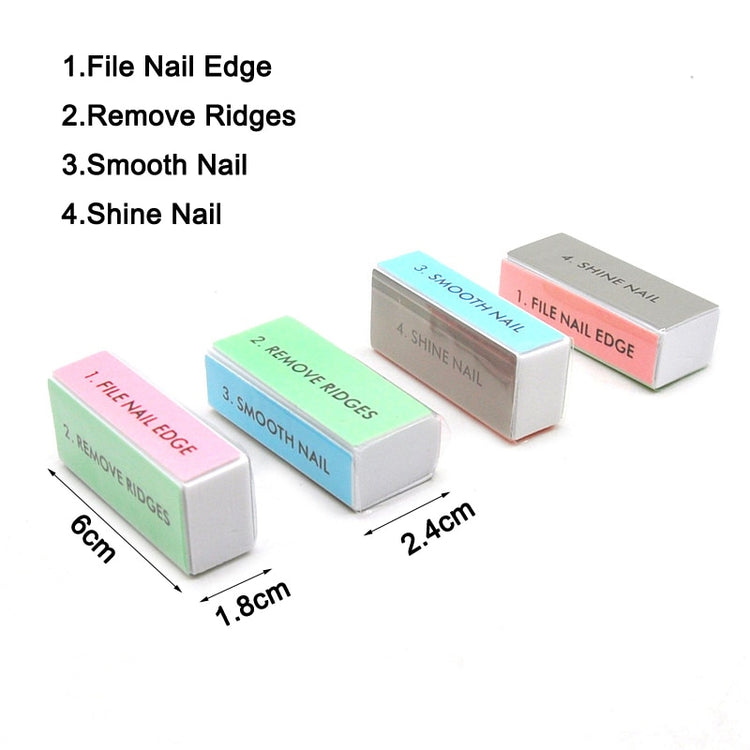 20 Pcs/lot 4-Steps Nail Buffer File Grinding Sanding Polishing Block Buffing Colorful Nail File Pedicure Care Nail Art Tools Set