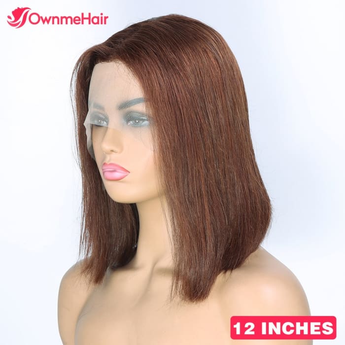 Chocolate Brown Transparent Lace Frontal Wig 13x5x2 T Part Lace Brazilian Hair Wigs For Women Lace Wig Pre Plucked Short Bob Wig wig