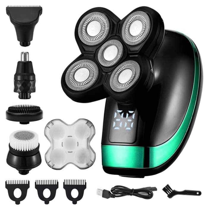 5 In 1 4D Men’s Rechargeable Bald Head Electric Shaver 5 Floating Heads Beard Nose Ear Hair Trimmer Razor Clipper Facial Brush China /