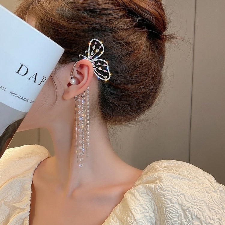 Shining Zircon Butterfly Ear Cuff Earrings for Women Girls Fashion 1pc Non Piercing Ear Clip Ear-hook Party Wedding Jewelry Gift