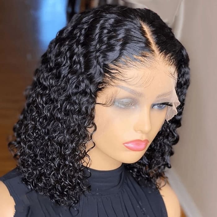 Brazilian Short Curly Bob Lace Front Human Hair Wigs PrePluck With Baby Hair Deep Wave Frontal Wig For Women Water Wave Lace Wig 8inches /