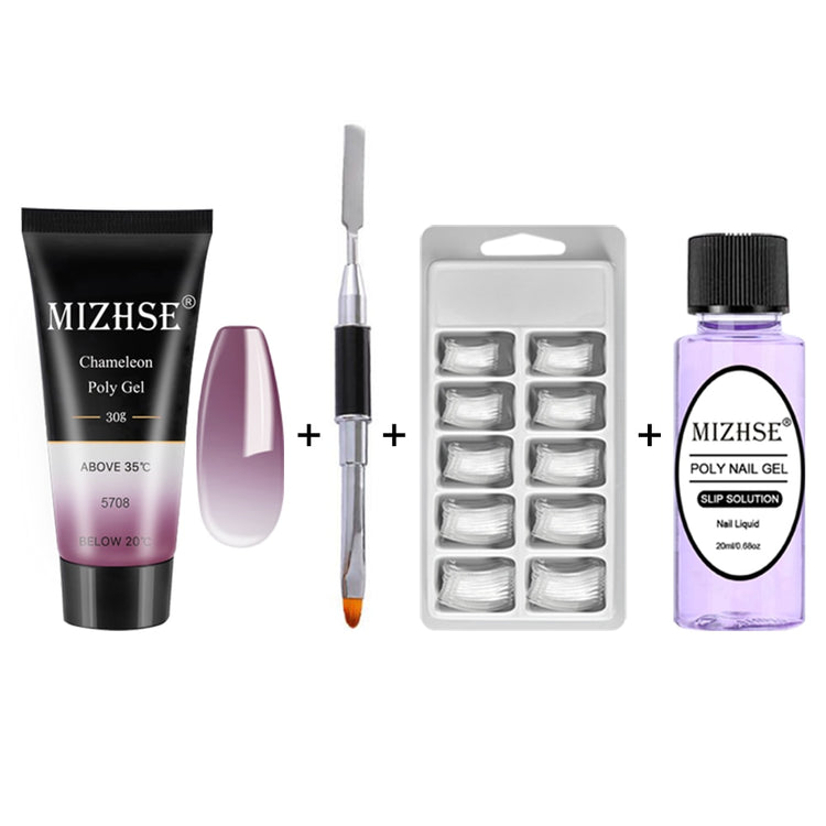 MIHZSE Thermal Poly Extend UV Nail Gel Varnish Builder UV poly nail gelSet 6w LED Lamp Gel Polish Lacquer Plus Base And Top Coat