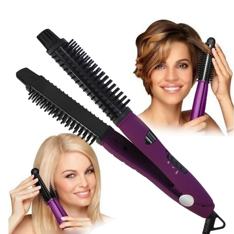 3-in-1 Hair Straightener Curling Iron Ionic Ceramic Hot Brush Styler Hair Straightening Tools Styling Salon Anti Scald Curler