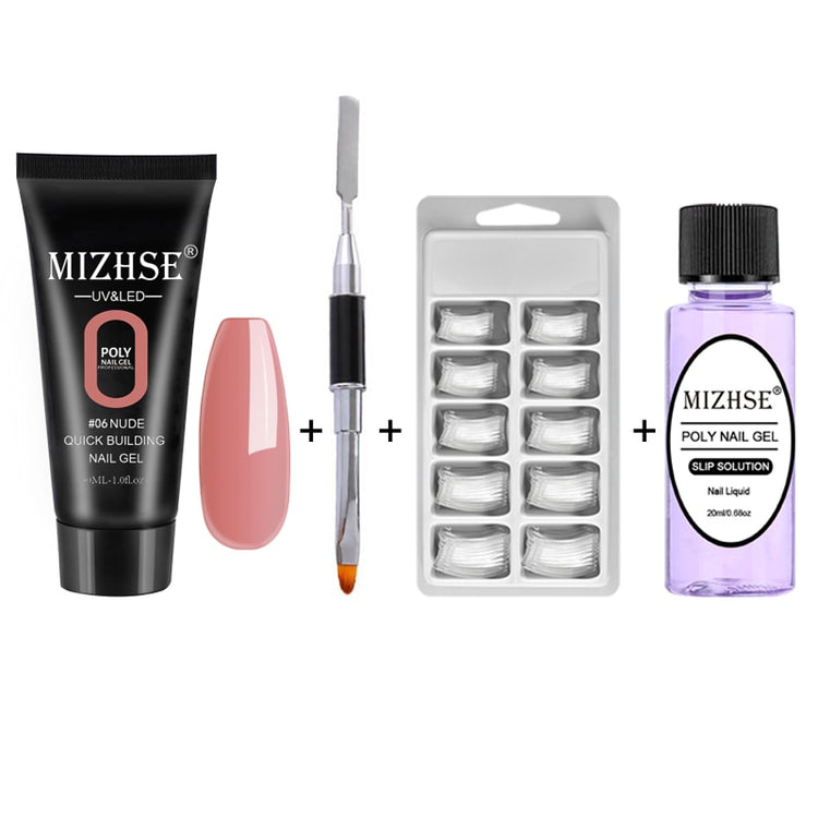 MIHZSE Thermal Poly Extend UV Nail Gel Varnish Builder UV poly nail gelSet 6w LED Lamp Gel Polish Lacquer Plus Base And Top Coat
