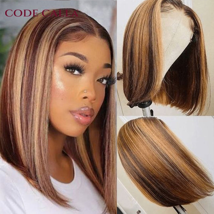 Highlight Wig Human Hair Bob Wig Straight Lace Front Wig Human Hair Brazilian Short Bob Human Hair Wigs On Sale Clearance