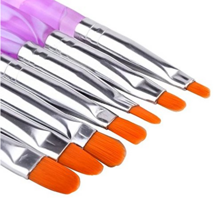 GenZ Acrylic Brushes Set of 7 UV Poly Nail Gel False Tips Builder Brush