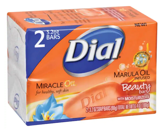 Dial Marula Infused Beauty Bar Moisturizing Soap, 2-Bar Packs