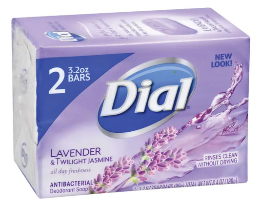 Dial Lavender & Twilight Jasmine Antibacterial Deodorant Soap, 2-Bar Packs