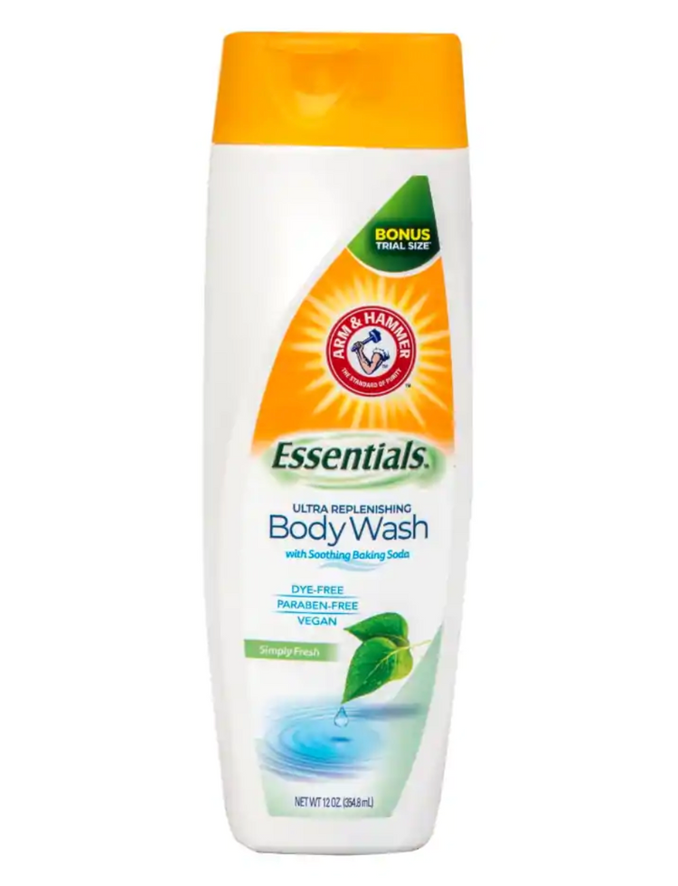 Arm & Hammer Essentials Ultra Replenishing Body Wash with a Fresh Scent, 12 oz. Bottles