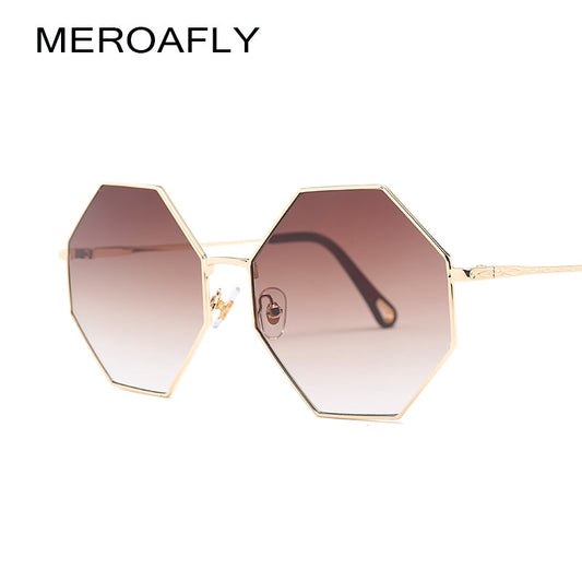 MEROAFLY 2019 New Big Frame Hexagon Gradient Color Designer Glasses