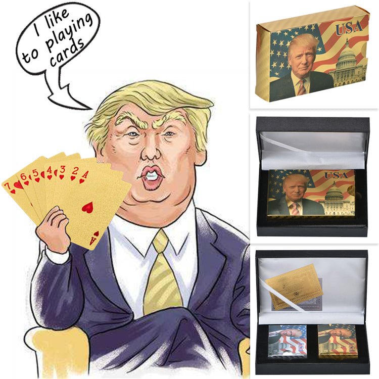 Donald Trump Plastic Playing Cards Poker Gold or Silver Color