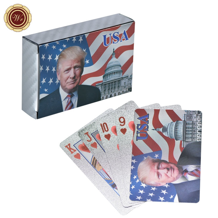 Donald Trump Plastic Playing Cards Poker Gold or Silver Color