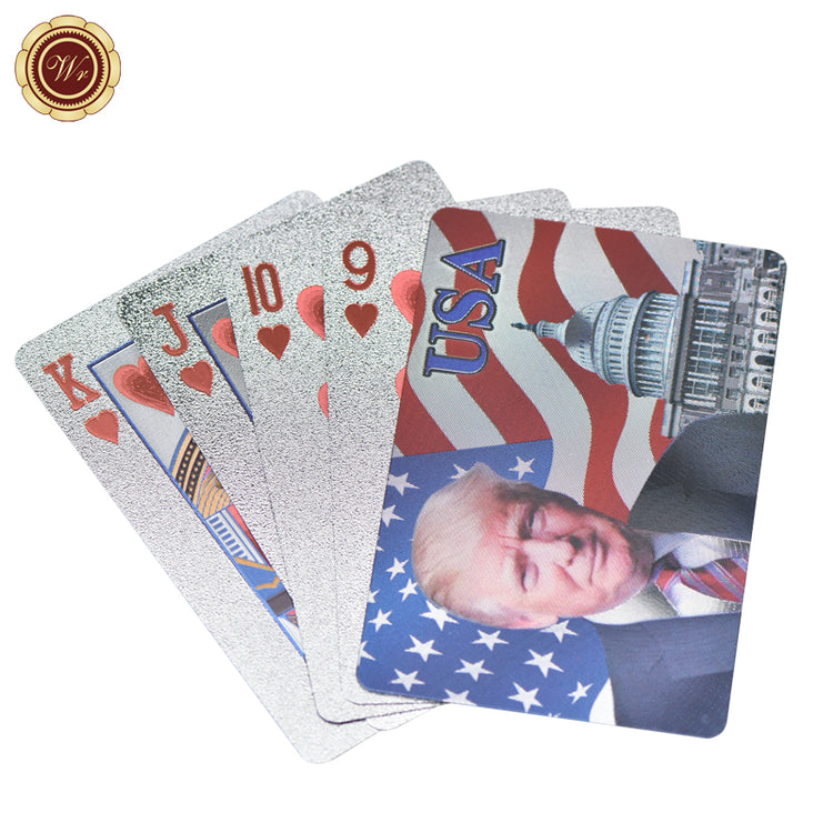 Donald Trump Plastic Playing Cards Poker Gold or Silver Color