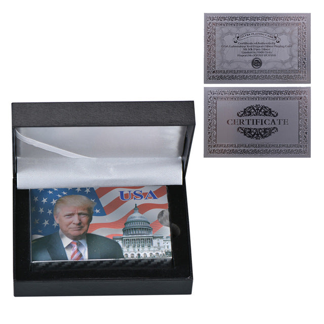 Donald Trump Plastic Playing Cards Poker Gold or Silver Color