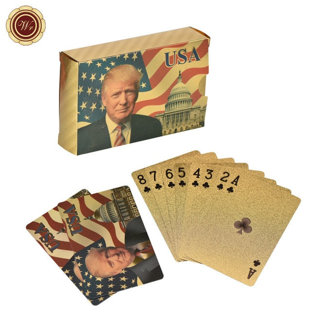 Donald Trump Plastic Playing Cards Poker Gold or Silver Color