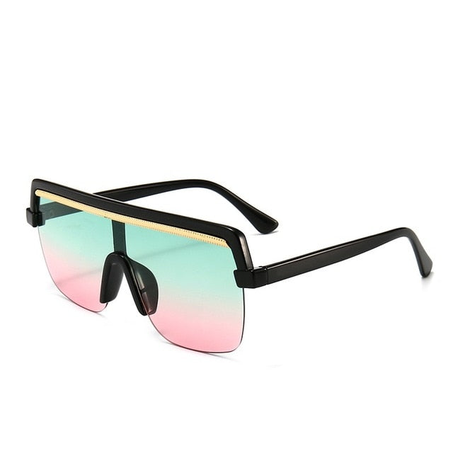 Rimless sunglasses square Oversize 2020 retro designer flat top Eyewear uv400 shades