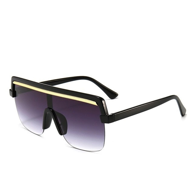 Rimless sunglasses square Oversize 2020 retro designer flat top Eyewear uv400 shades