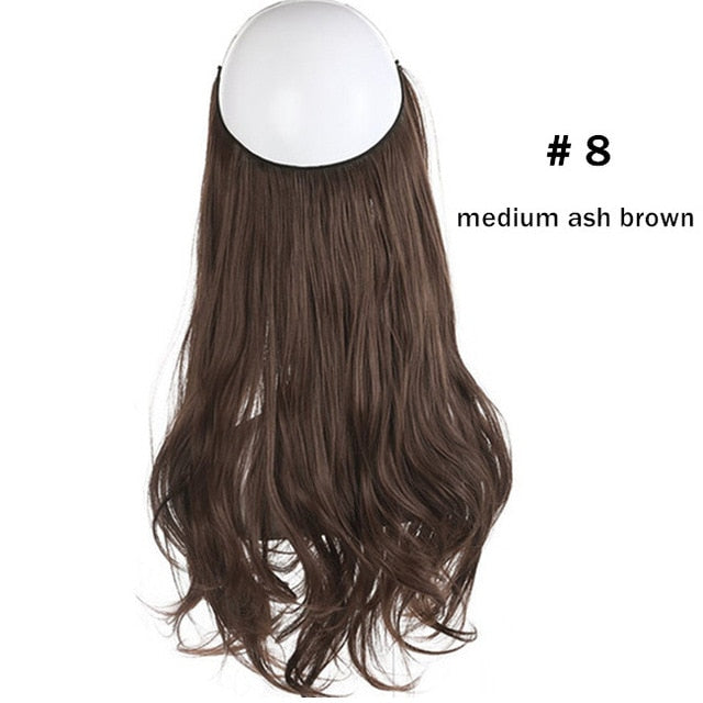 Wave Halo Hair Extensions Invisible Ombre Bayalage Synthetic Natural Flip Hidden Secret Wire Crown Grey Pink