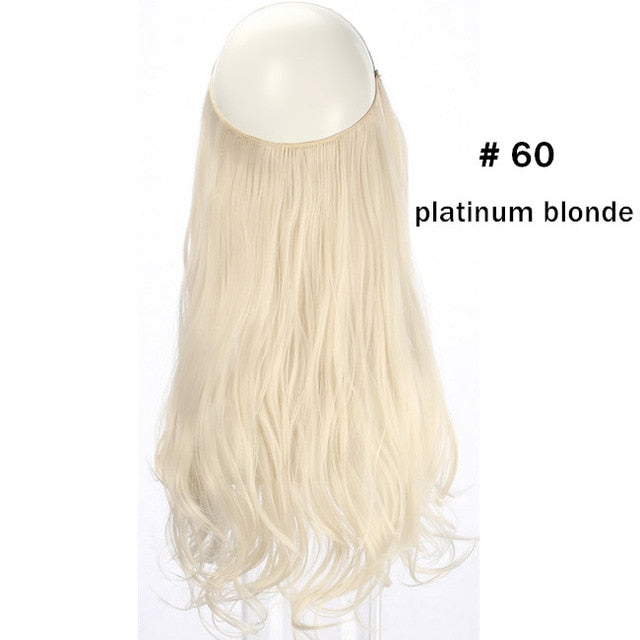 Wave Halo Hair Extensions Invisible Ombre Bayalage Synthetic Natural Flip Hidden Secret Wire Crown Grey Pink