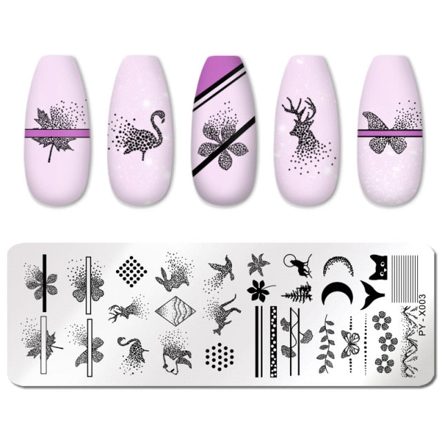 Geometry Nail Stamping Plates Lines animals Fruits Template Plate Mold Nail Art Stencil Tools