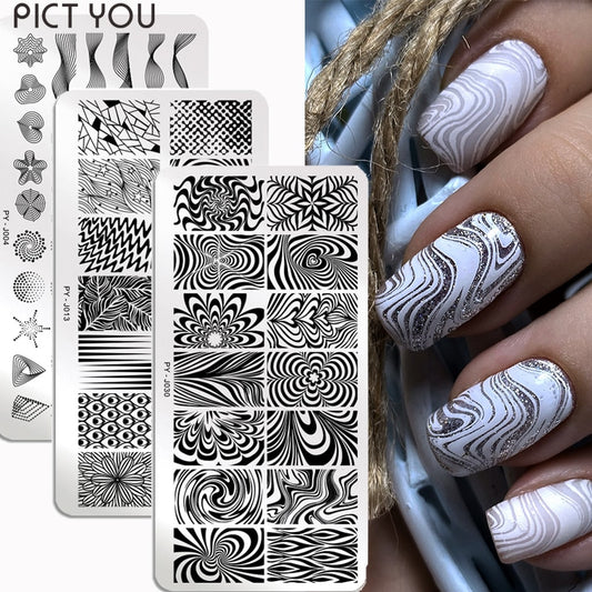 Geometry Nail Stamping Plates Lines animals Fruits Template Plate Mold Nail Art Stencil Tools