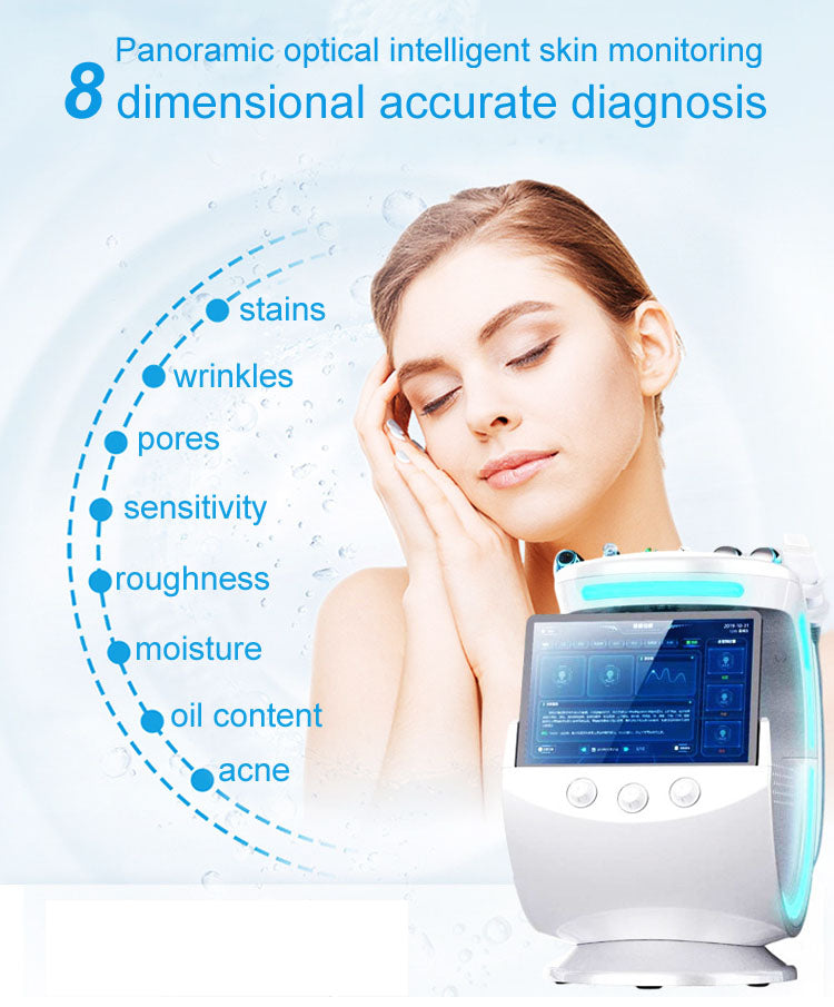 7 in 1 Microdermabrasion Peeling Machine Ultrasound Analyzer Oxygen Spray Gun RF Dermabrasion Skin Analysis Machine In Store