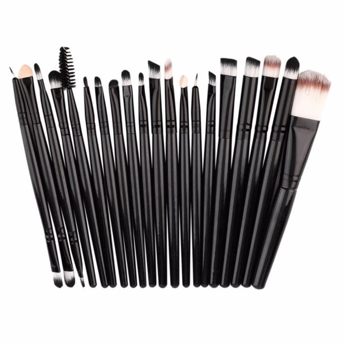 20 Pcs Pro Makeup Set Powder Foundation Eyeshadow Eyeliner Lip Cosmetic Brushes Black Genzproduct