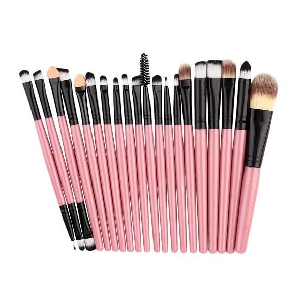 20 Pcs Pro Makeup Set Powder Foundation Eyeshadow Eyeliner Lip Cosmetic Brushes Pink Genzproduct