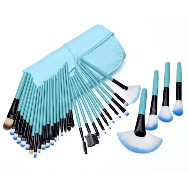 32 Pcs Makeup Brush Beauty Set Blue / United States Brushes Genzproduct