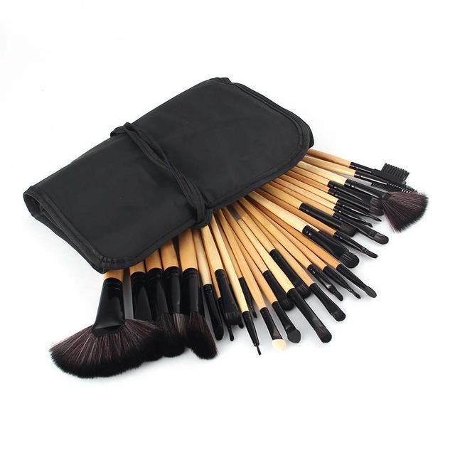 32 Pcs Makeup Brush Beauty Set Wooden Black / United States Brushes Genzproduct