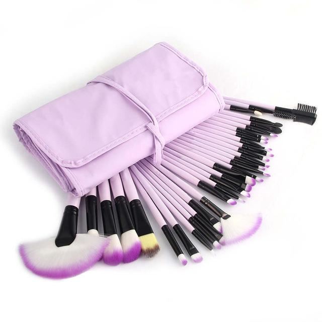 32 Pcs Makeup Brush Beauty Set Purple / United States Brushes Genzproduct