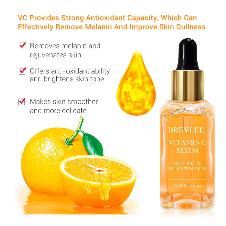Vitamin C whitening serum brighten skin fade dark spots freckle anti-aging serum